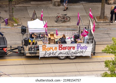 Toronto, Ontario - September 5, 2022 : Canadian Union Of Public Employees, People Before Profit Truck In The Labour Day Parade On Queen Street West