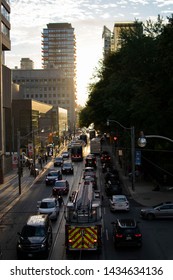 Toronto, Ontario/Canada - September 10 2018 : Overlooking Traffic Jam On Queen Street From Nathan Phillips Square, Downtown Toronto