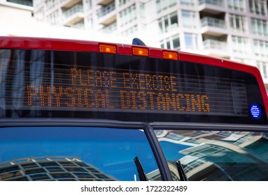 Toronto Public Transportation during Covid-19 pandemic. Rear door boarding rule rules implemented to limit social distancing - Powered by Shutterstock