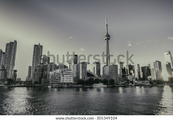 Toronto Skyline Black White Toronto Canada Stock Photo (Edit Now) 305349104