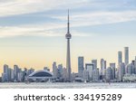  Toronto Skyline with the CN Tower apex at sunset