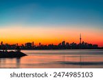 Toronto skyline and the sunrise in summer 2024