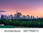 Toronto skyline view from Riverdale park at night, Ontario, Canada