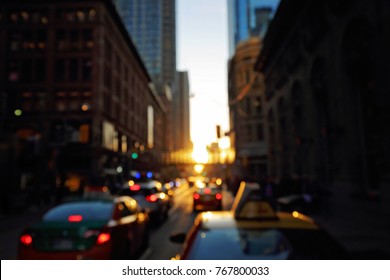 Toronto Traffic In Financial District 