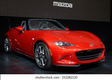 TORONTO-FEBRUARY 12: at the 2015 Canadian International Auto Show  Mazda MX5 (2016) is redesigned and refined with the SKYACTIV Technology on February 12, 2015 in Toronto 