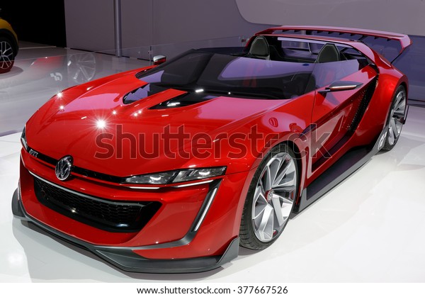 TORONTO-FEBRUARY 12: at the\
2016 Canadian International AutoShow Volkswagen brought out their\
GTI Roadster concept, inspired by a digital vehicle created for\
Gran Turismo 6