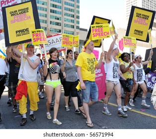 TORONTO-JULY 04: Free Speech Activist Participate At Pride Parade In Toronto, July 04, 2010