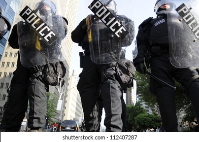 TORONTO-JUNE 25:  Riot Police  Taking Control Of Every Inch Of Toronto  During The G20 Protest On June 25, 2010 In Toronto, Canada.