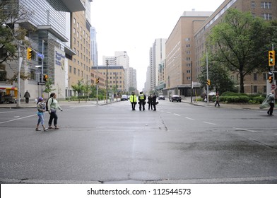 TORONTO-JUNE 26:  Empty Downtown Streets Of Toronto  During The G20 Protest On June 26 2010 In Toronto, Canada.