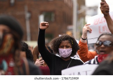 TORONTO-MAY 30:People Showing Solidarity During A Rally To Protest The Death Of A Black Woman With Mental Illness, Who Died In Police Presence On May 30,2020 In Toronto,Canada