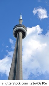 TORONTO,ON -AUGUST 31 : Skywalk at CN Tower, on August 31, 2014 in Downtown Toronto, Canada. CN Tower is a famous attraction with more than 2 million visitors annually, and 1,815 ft. tall