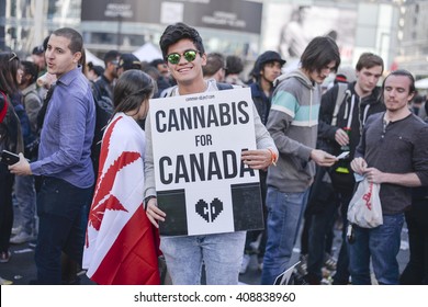 TORONTO/ONTARIO CANADA - 2016 APRIL 20: People celebrating 420 Toronto in yonge dundas square in Toronto.
