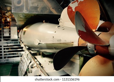 Torpedo Inside A U.S. Navy World War II Submarine