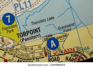 Torpoint (Penntorr), Devon, England, United Kingdom atlas map town name - Shutterstock ID 2369880859