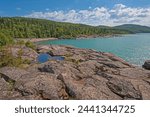 Torquoise Waters on a Forested, Rocky Inlet on Lake Superior in Neys Provincial Park in Ontario