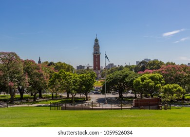 Torre Monumental A Clock Tower Located In The District Of Retiro In The Plaza Británica Next To The Calle San Martín, Bright Day Light Blue Sky, Buenos Aires, Argentina.