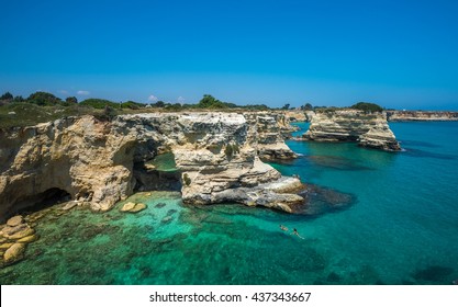 Torre Sant Andrea, Rocky Beach In Puglia, Italy