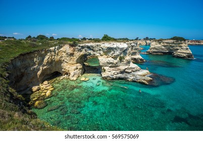 Torre Sant Andrea, Rocky Beach In Puglia, Italy