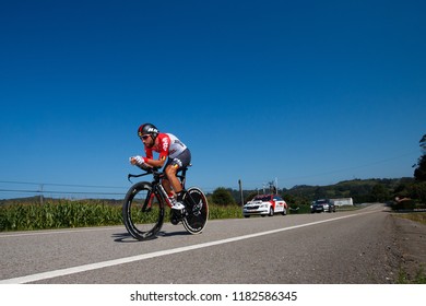 TORRELAVEGA, SPAIN - SEPTEMBER 11, 2018: Thomas DE GENDT From Belgium And Team LOTTO SOUDAL During The 73rd Tour Of Spain 2018, Stage 16 A 32km Individual Time Trial Stage