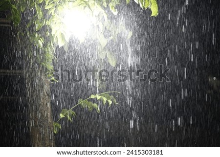 Torrential downpour at night in koh samui island, Gulf of Thailand
