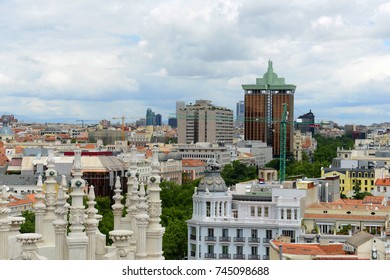 Torres De Colon Columbus Towers Is A Twin Tower Building At The Plaza De Colon In Madrid, Spain.