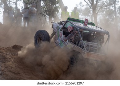 TORRES VEDRAS, PORTUGAL - Apr 09, 2017: A Off-road racing car covered with mud during National All Terrain Championship Portugal 2017