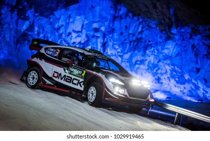 TORSBY, SWEDEN - 02-10-2017: Elfyn Evans With His Ford WRC Car During The Event Rally Sweden 2017