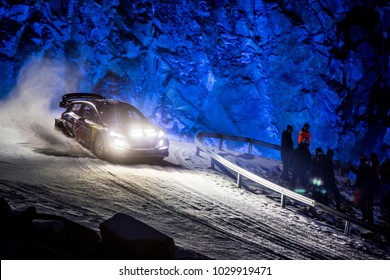 TORSBY, SWEDEN - 02-10-2017: Sebastien Ogier With His Ford WRC Car During The Event Rally Sweden 2017