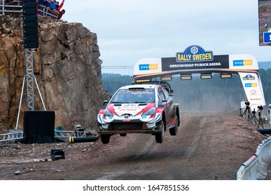 TORSBY, SWEDEN - FEBRUARY 15, 2020: Number 17, Sébastien Ogier And Navigator Julien Ingrassia From France Competing In A Hyundai I20 Coupe WRC In The WRC Rally Sweden 2020.