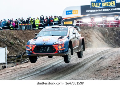 TORSBY, SWEDEN - FEBRUARY 15, 2020: Number 16, Craig Breen From Ireland Competing In A Hyundai I20 Coupe WRC In The WRC Rally Sweden 2020.