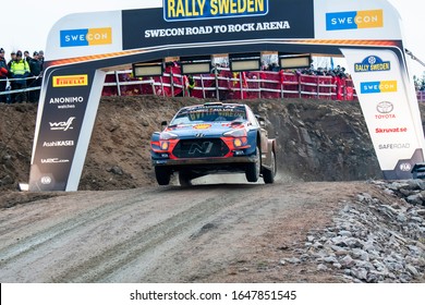 TORSBY, SWEDEN - FEBRUARY 15, 2020: Number 16, Craig Breen From Ireland Competing In A Hyundai I20 Coupe WRC In The WRC Rally Sweden 2020.