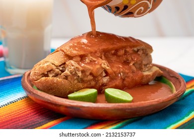 Torta Ahogada, Mexican Food From, Guadalajara Jalisco.