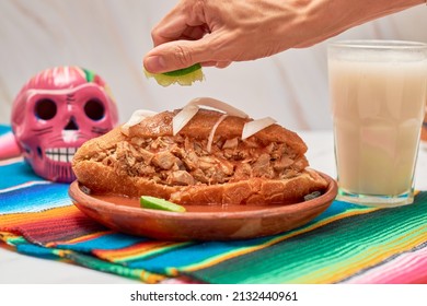 Torta Ahogada, Mexican Food From, Guadalajara Jalisco.