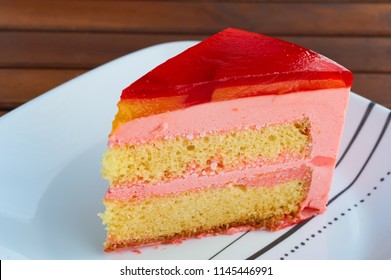 Torta Helada, A Peruvian Jello Cake With Layers Of Strawberry Mousse And Pound Cake.