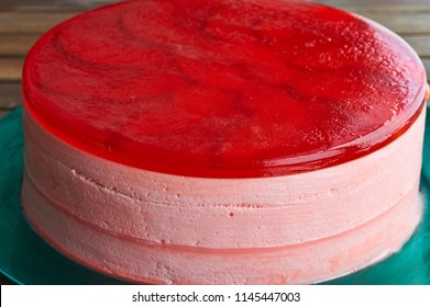 Torta Helada, A Peruvian Jello Cake With Layers Of Strawberry Mousse And Pound Cake.