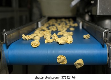 Tortellini Pasta On Conveyor Belt