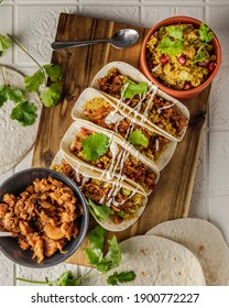 Tortilla Bread With Pulled Jackfruit Bbq Style And Couscous Salad