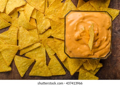 Tortilla Chips With Two Dips, Chilli Hot And Cheese Dip