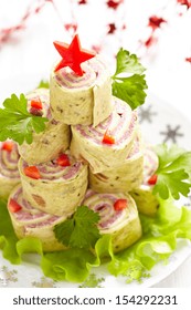 Tortilla Roll Ups With Ham And Cream Cheese For Christmas