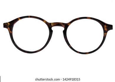 Tortoise Shell Glasses Frame Isolated On White Background 