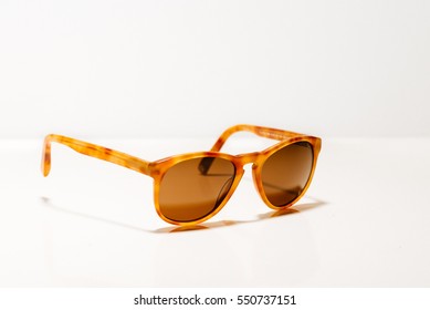 Tortoise Shell Sunglasses On White Background