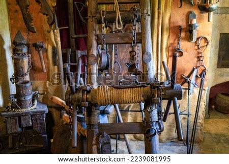 Torture room of the medieval period. Background with selective focus and copy space for text