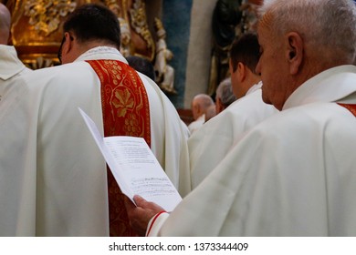 Torun Poland - April 18, 2019: Chrism Mass In The Cathedral Church Of St. John The Baptist And St. John The Evangelist