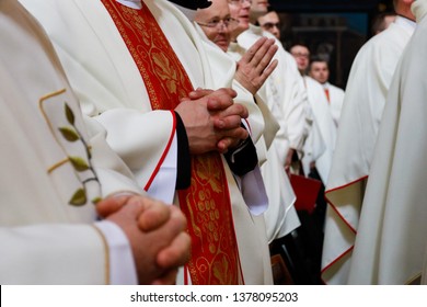 Torun Poland - April 18, 2019: Chrism Mass In The Cathedral Church Of St. John The Baptist And St. John The Evangelist