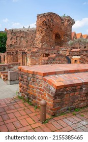 Torun, Poland - June 26, 2020: Ruins of the gothic Teutonic 13th century Torun Castle. The castle is part of the Medieval Town of Toruń, one of the World Heritage Sites in Poland.