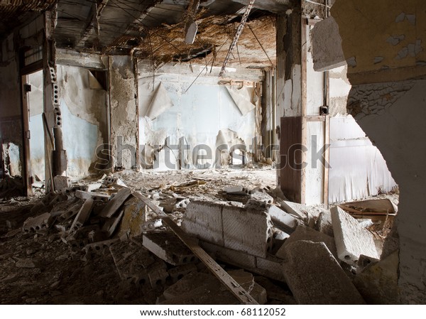 Total Decay Interior Room Abandoned Building Stock Photo