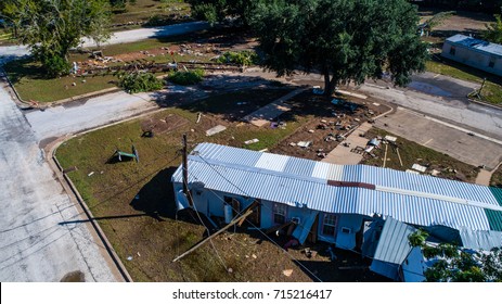 Total Destruction And Damage From Dramatic Flooding Aftermath Hurricane Harvey Struck La Grange , Texas Destroying Homes And Moving And Completely Wiping Out Others