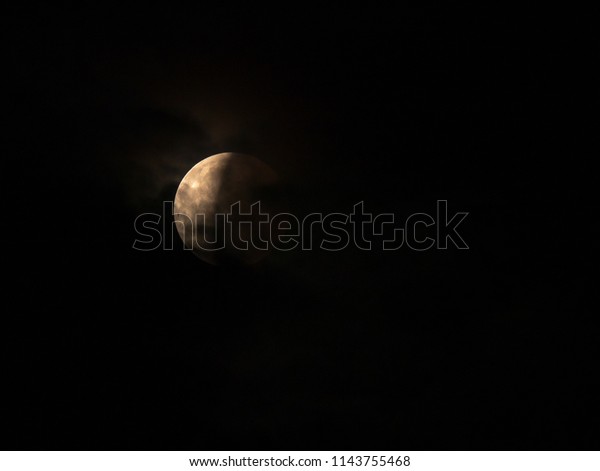Total eclipse of the moon.\
Lunar eclipse 27. July 2018. Moon eclipse 2018. Red moon on the\
sky.