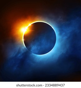 A Total Eclipse of the Sun. Dramatic Solar Eclipse illustration.