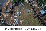 Total Loss everything is gone Havok from Hurricane Harvey in La Grange , Texas Flooding and destruction after Hurricane Harvey flooded neighborhood Straight down view from above destruction